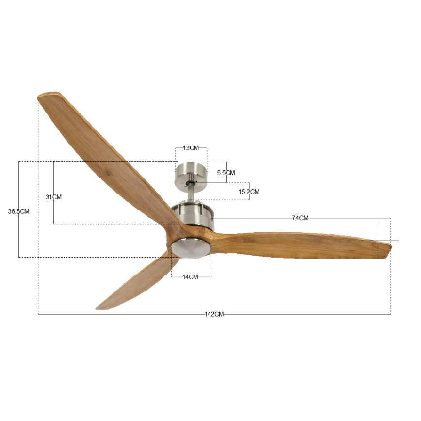 Lucci air 210506 - Plafonski ventilator AIRFUSION AKMANI paulovnija/braon prečnik 152 cm + daljinski upravljač