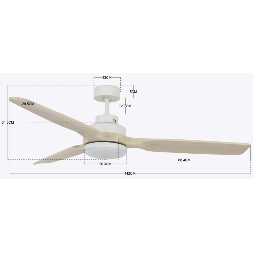 Lucci air 213055 - LED plafonski ventilator SHOALHAVEN GX53/17W/230V paulovnija/bela + daljinski upravljač