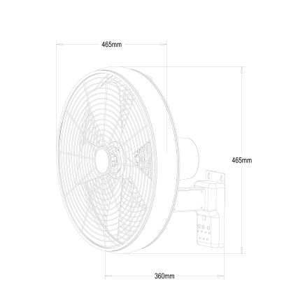Lucci air 213126 - Zidni ventilator BREEZE 55W/230V mat hrom, prečnik 46 cm + daljinski upravljač