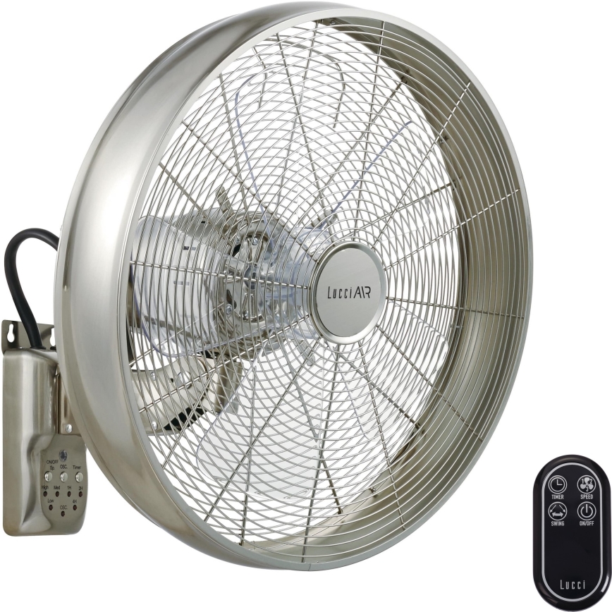Lucci air 213126 - Zidni ventilator BREEZE 55W/230V mat hrom, prečnik 46 cm + daljinski upravljač