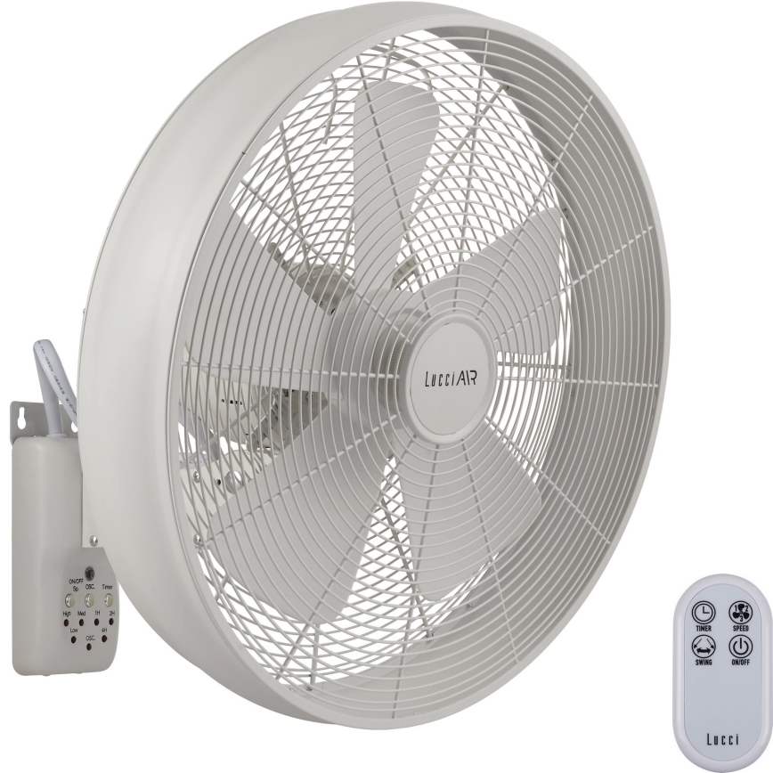 Lucci Air 213128EU - Zidni ventilator BREEZE 55W/230V bela + Daljinski upravljač