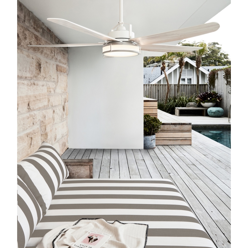 Lucci air 213176-LED Prigušiva plafonski ventilator LOUISVILLE 1xGX53/18W/230V drvo/bela preč. 157 cm + daljinski upravljač