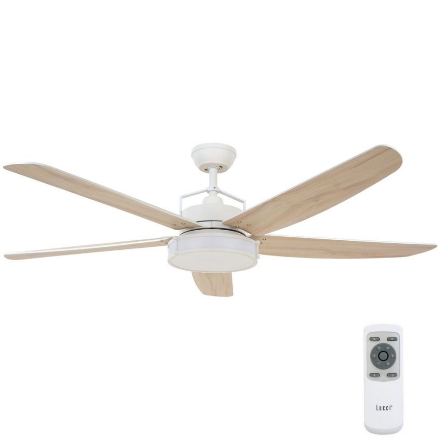 Lucci air 213176-LED Prigušivi plafonski ventilator LOUISVILLE 1xGX53/18W/230V drvo/bela + Daljinski upravljač