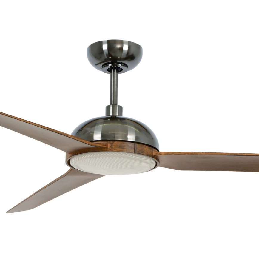 Lucci air 213301- LED Prigušivi plafonski ventilator UNIONE 1xGX53/12W/230V braon/sjajni krom + Daljinski upravljač