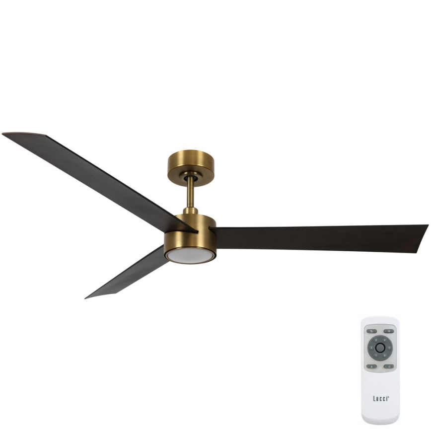 Lucci Air 21610549- LED prigušiva stropni ventilator CLIMATE 1xGX53/12W/230V wenge/zlatna pr. 132 cm + daljinski upravljač