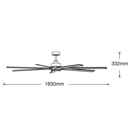 Lucci air 21610949 - Plafonski ventilator ATLANTA 1xGX53/12W/230V, crne boje, prečnik 183 cm + daljinski upravljač