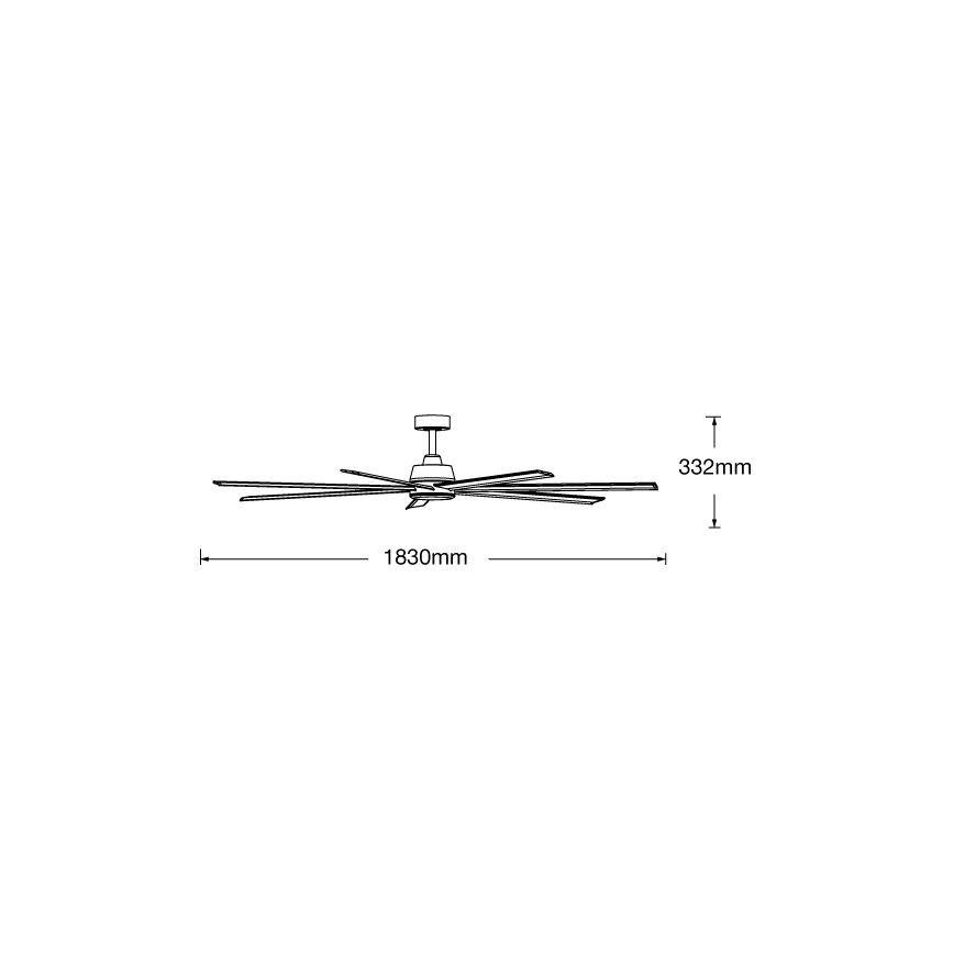 Lucci air 21610949 - Plafonski ventilator ATLANTA 1xGX53/12W/230V, crne boje, prečnik 183 cm + daljinski upravljač