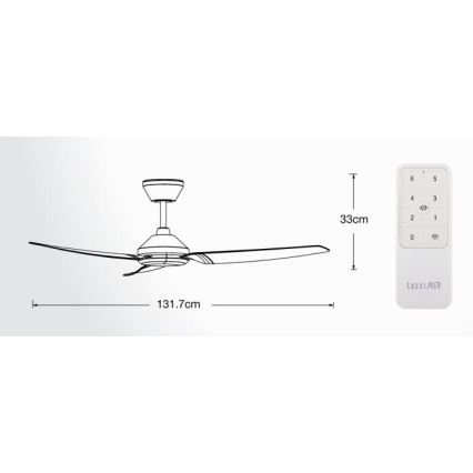 Lucci air 21616349 - Plafonski ventilator POLIS IP55, crne boje, prečnika 132 cm + daljinsko upravljanje
