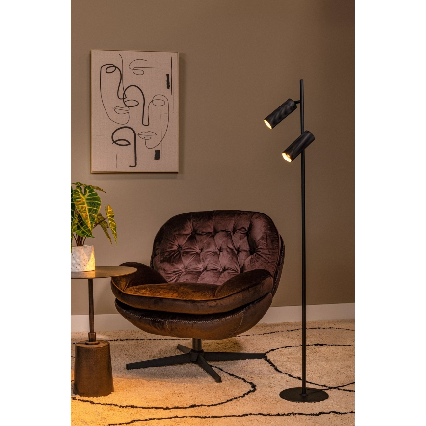 Lucide 09739/02/30 - Podna lampa CLUBS 2xGU10/40W/230V crno