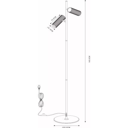 Lucide 09739/02/30 - Podna lampa CLUBS 2xGU10/40W/230V crno