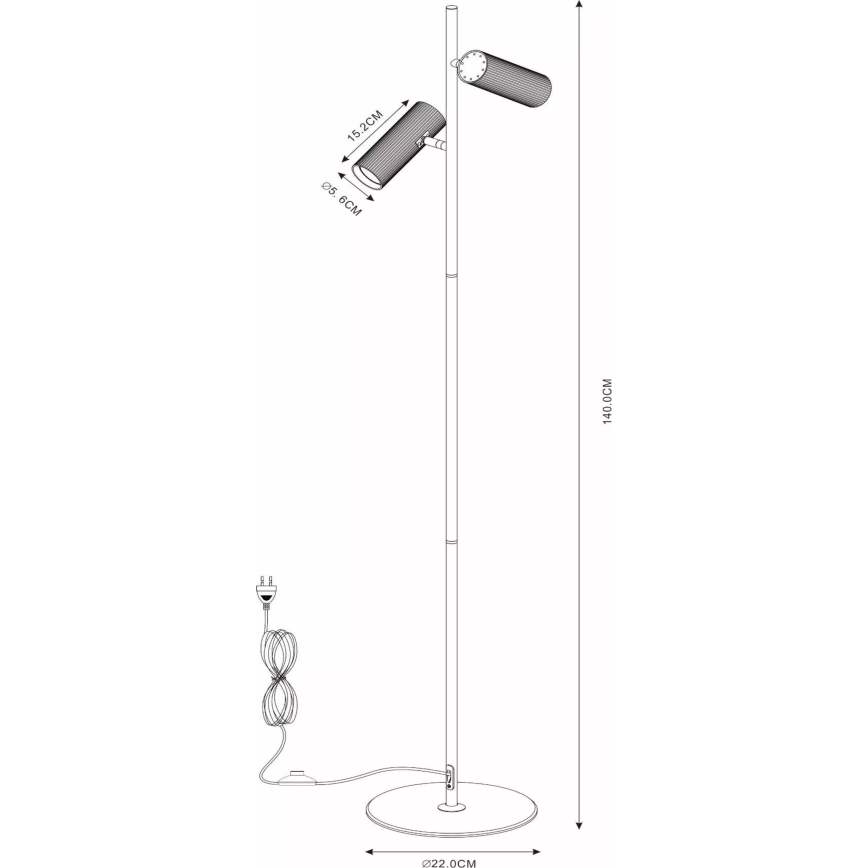 Lucide 09739/02/30 - Podna lampa CLUBS 2xGU10/40W/230V crno