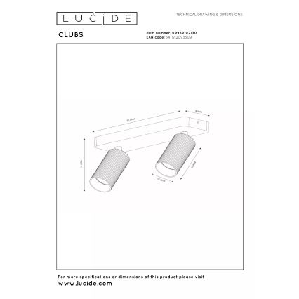 Lucide 09939/02/30 - Spot svetiljka CLUBS 2xGU10/40W/230V crna