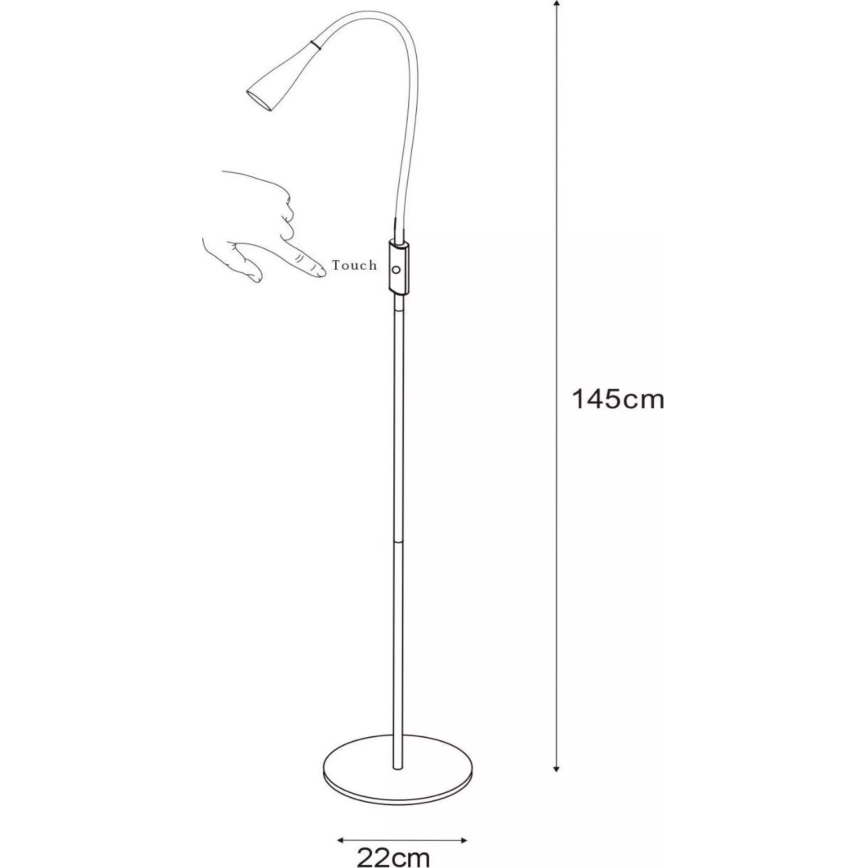 Lucide 18756/03/30 - LED Prigušiva fleksibilna dodirna stojeća lampa ZOZY LED/4W/230V crno