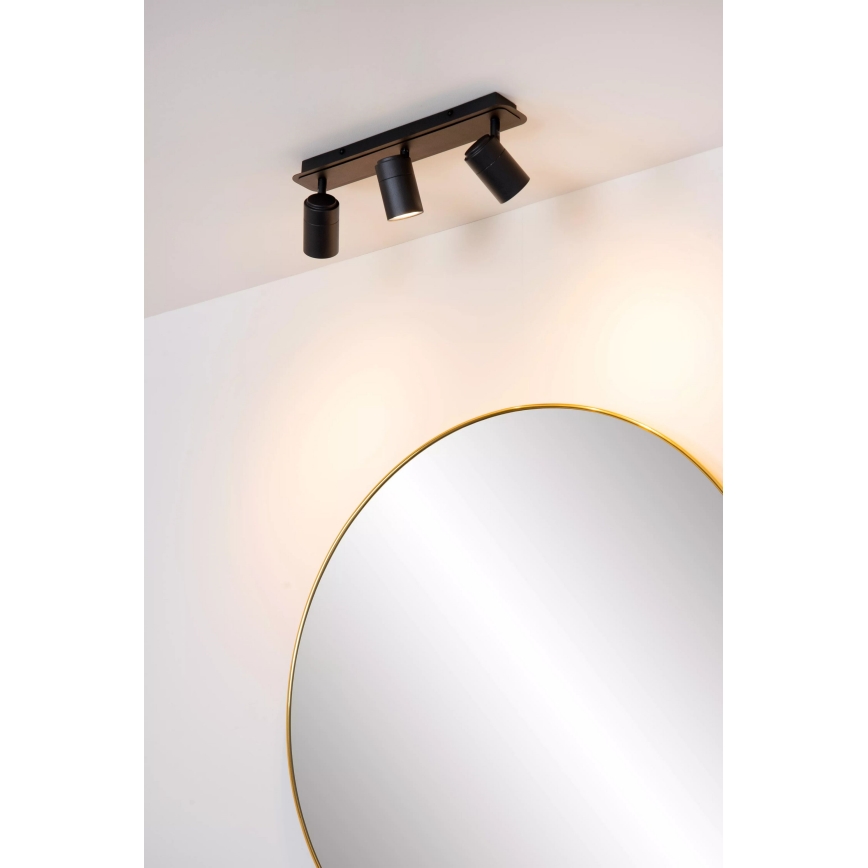 Lucide 26958/15/30 - LED Prigušiva za kupatilo reflektorska lampa LENNERT 3xGU10/5W/230V IP44 crno