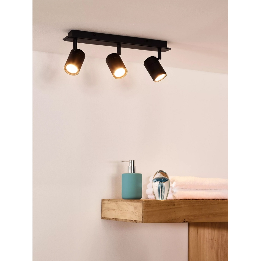 Lucide 26958/15/30 - LED Prigušiva za kupatilo reflektorska lampa LENNERT 3xGU10/5W/230V IP44 crno