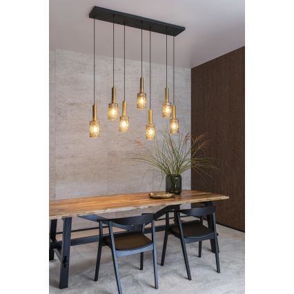 Lucide 45498/07/02 - Luster na sajli CORALIE 7xE27/40W/230V crno/mesing