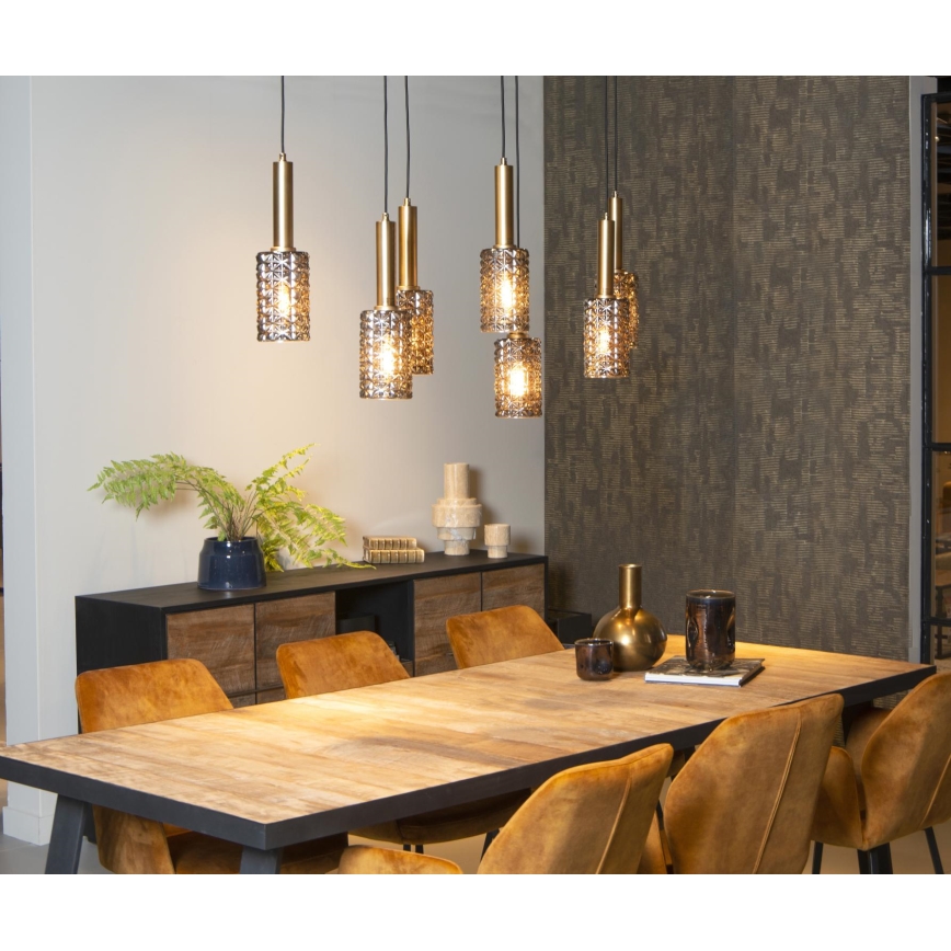 Lucide 45498/07/02 - Luster na sajli CORALIE 7xE27/40W/230V crno/mesing