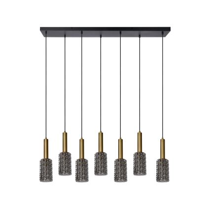 Lucide 45498/07/02 - Luster na sajli CORALIE 7xE27/40W/230V crno/mesing