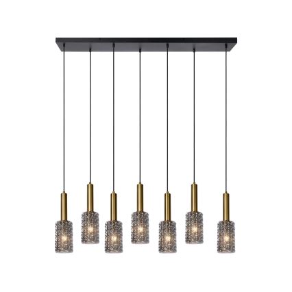 Lucide 45498/07/02 - Luster na sajli CORALIE 7xE27/40W/230V crno/mesing