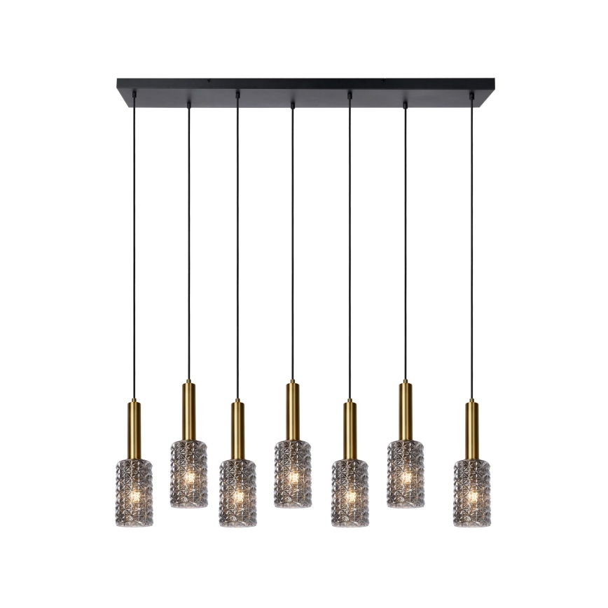 Lucide 45498/07/02 - Luster na sajli CORALIE 7xE27/40W/230V crno/mesing