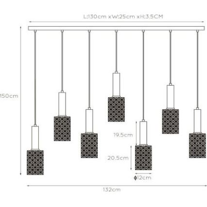 Lucide 45498/07/02 - Luster na sajli CORALIE 7xE27/40W/230V crno/mesing