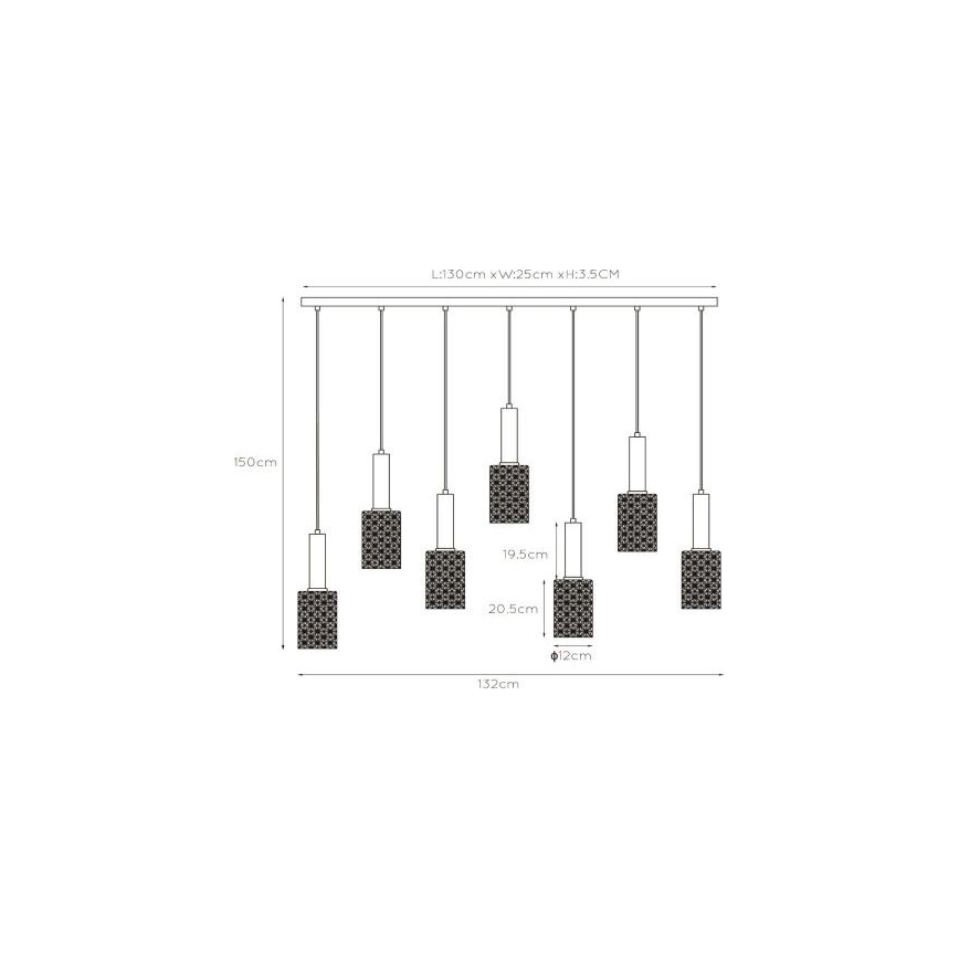Lucide 45498/07/02 - Luster na sajli CORALIE 7xE27/40W/230V crno/mesing