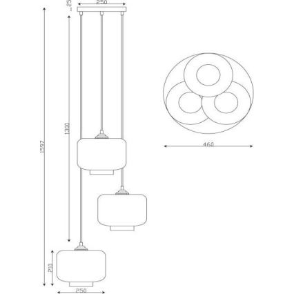 Lucide 46413/13/65 - Luster na sajli MEDINE 3xE27/40W/230V dimno