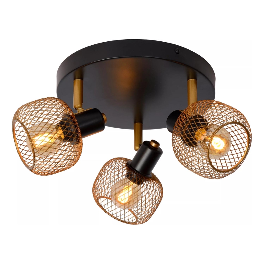 Lucide 77978/13/02 - Reflektorska lampa MAREN 3xE14/13W/230V crno/mesing