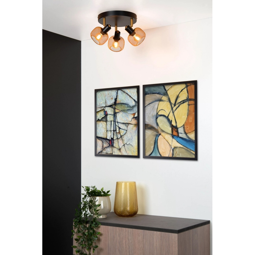 Lucide 77978/13/02 - Reflektorska lampa MAREN 3xE14/13W/230V crno/mesing