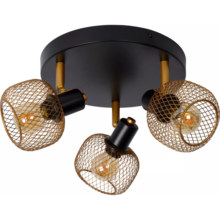 Lucide 77978/13/02 - Reflektorska lampa MAREN 3xE14/13W/230V crno/mesing