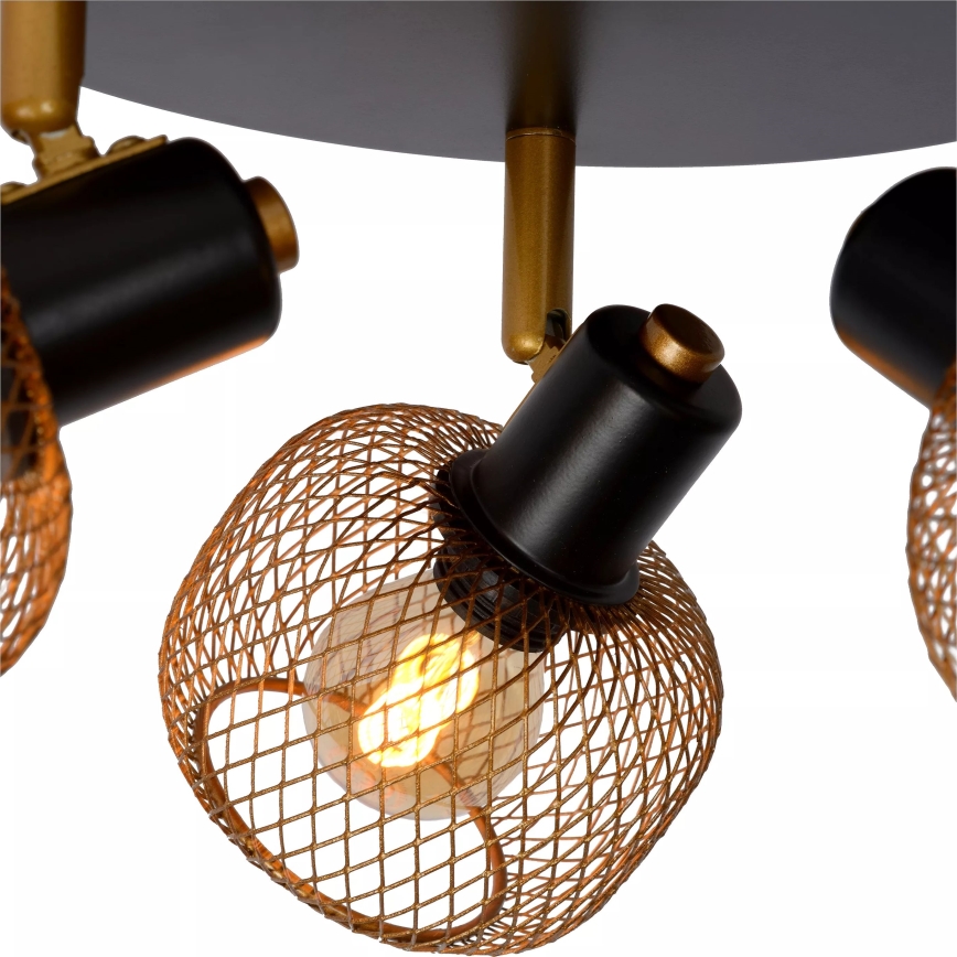 Lucide 77978/13/02 - Reflektorska lampa MAREN 3xE14/13W/230V crno/mesing