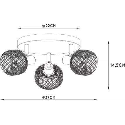 Lucide 77978/13/02 - Reflektorska lampa MAREN 3xE14/13W/230V crno/mesing