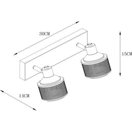 Lucide 77980/02/30 - Reflektorska lampa RAFA 2xE14/40W/230V crno/bronzana