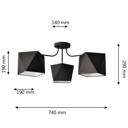 Luster ADAMANT 3xE27/15W/230V crno