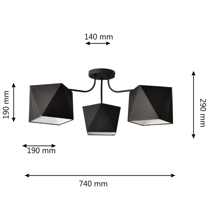 Luster ADAMANT 3xE27/15W/230V crno