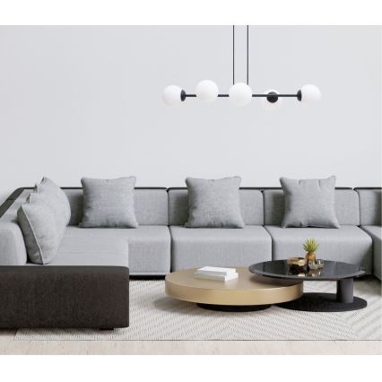 Luster FIRA na sajli, 5x E27, maks. 60 W, 230 V, crni