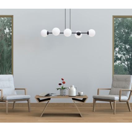 Luster FIRA na sajli, 5x E27, maks. 60 W, 230 V, crni