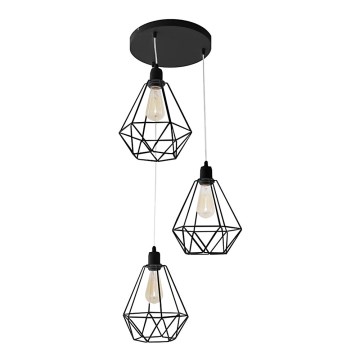 Luster KARO 3xE27/15W/230V crno