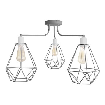 Luster KARO 3xE27/15W/230V sivo