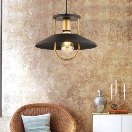 Luster na kablu 1xE27/40W/230V crni/zlatni