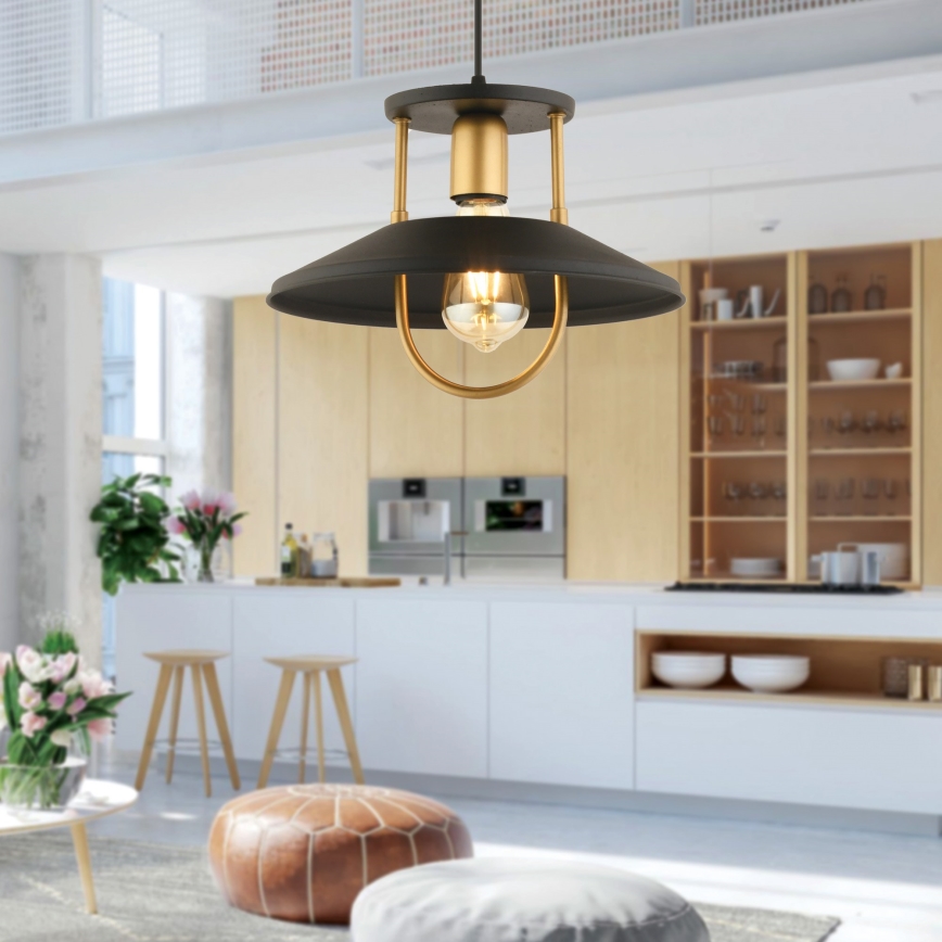 Luster na kablu 1xE27/40W/230V crni/zlatni