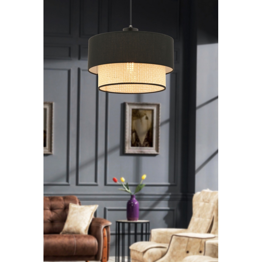 Luster na kablu ECHO 1xE27/60W/230V crna/bež
