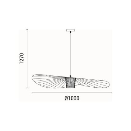 Luster na sajli OGGI 1xE27/40W/230V prečnik 100 cm crna