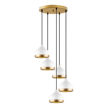 Luster na kablu YILDO 5xE27/40W/230V bela/zlatna