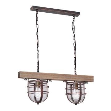 Luster na lancu ANDER 2xE27/60W/230V svetla braon
