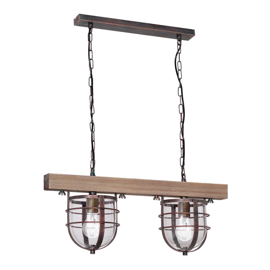 Luster na lancu ANDER 2xE27/60W/230V svetla braon