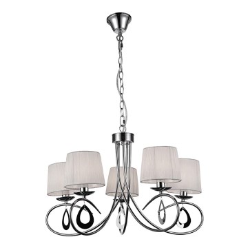 Luster na lancu ARNIKA 5xE14/40W/230V mat krom/bela