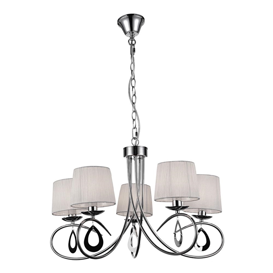 Luster na lancu ARNIKA 5xE14/40W/230V mat krom/bela