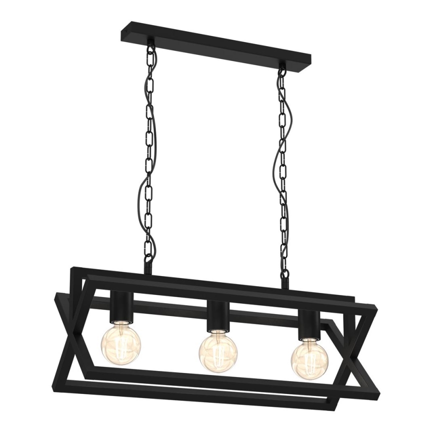Luster na lancu ARNOLD 3xE27/60W/230V crno