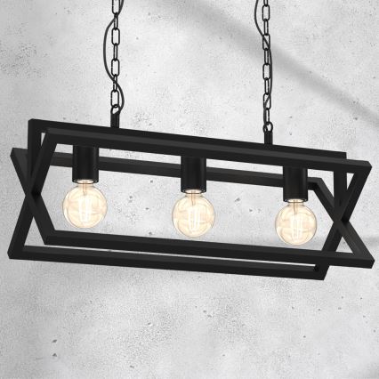 Luster na lancu ARNOLD 3xE27/60W/230V crno
